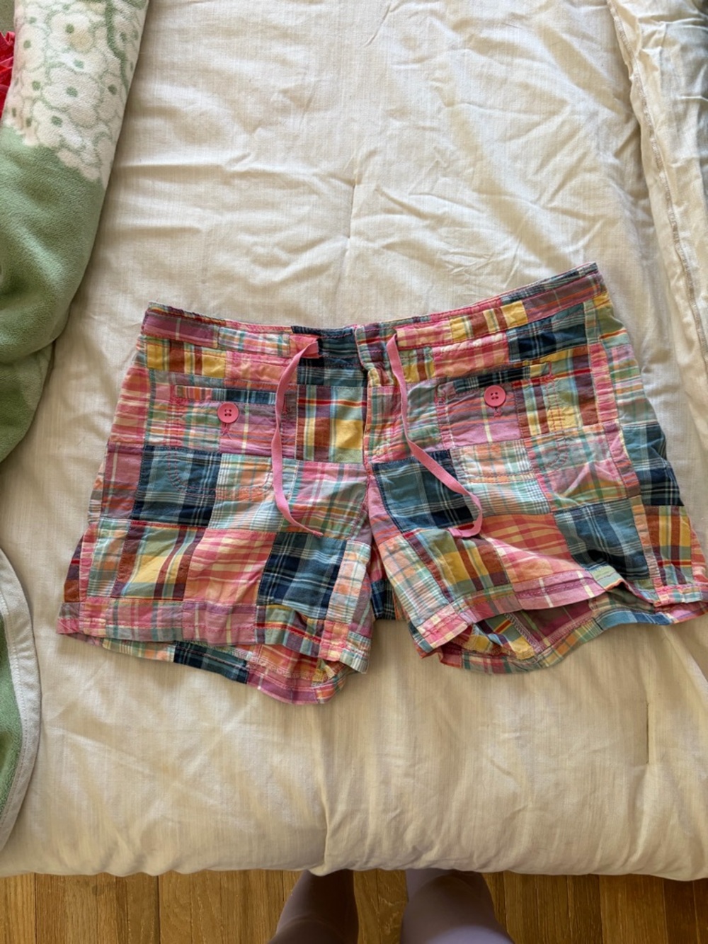 Women’s Pink Madras Plaid Cotton Shorts